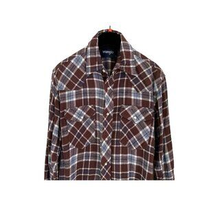 WRANGLER Cotton Fleece Shirt Snap Button-up Long Sleeve Front Pockets